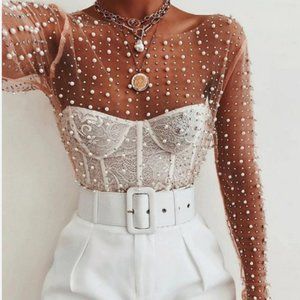 Shop kultivate clear top with pearls